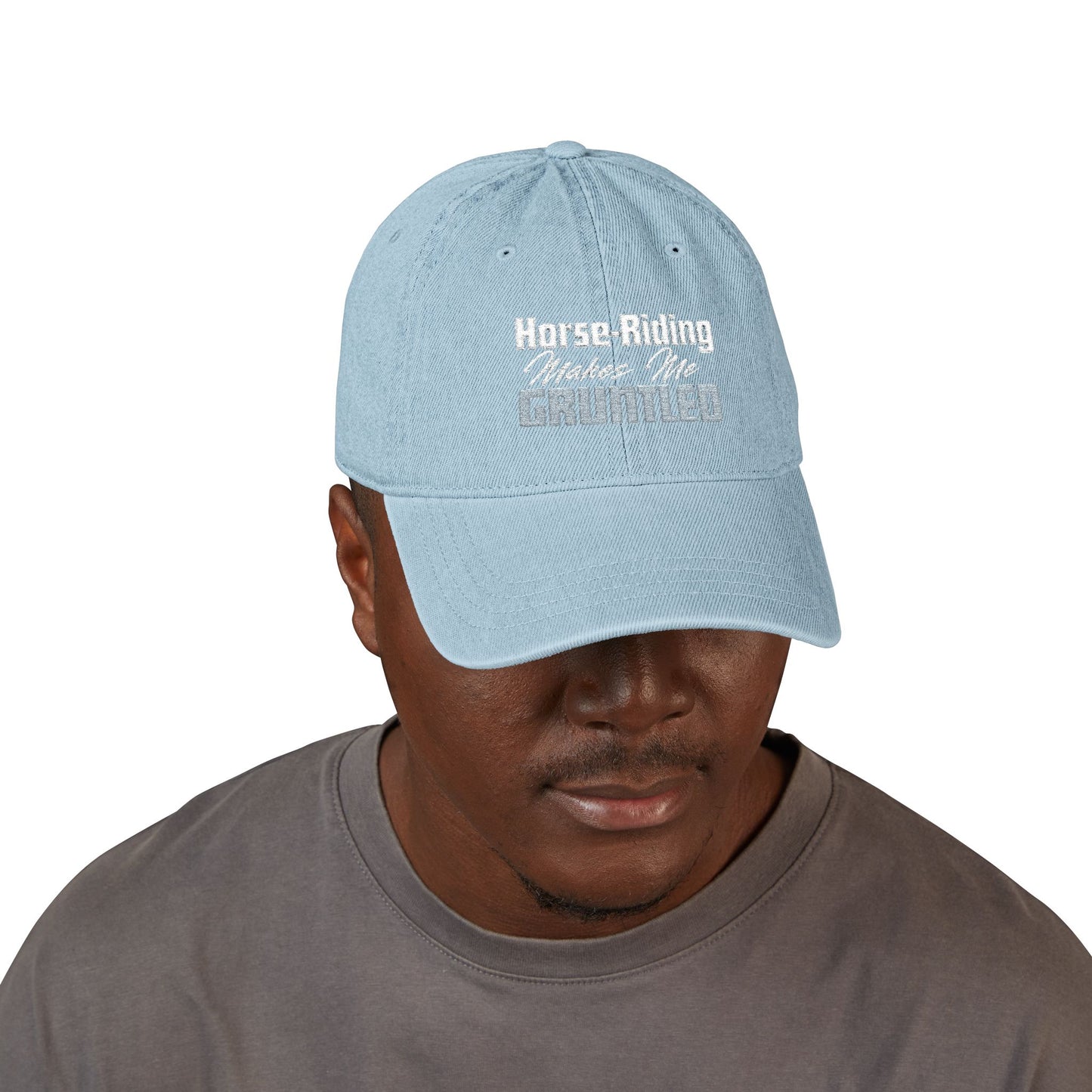 Horse-Riding Makes Me Gruntled Denim Hat — Embroidered Equestrian Cap