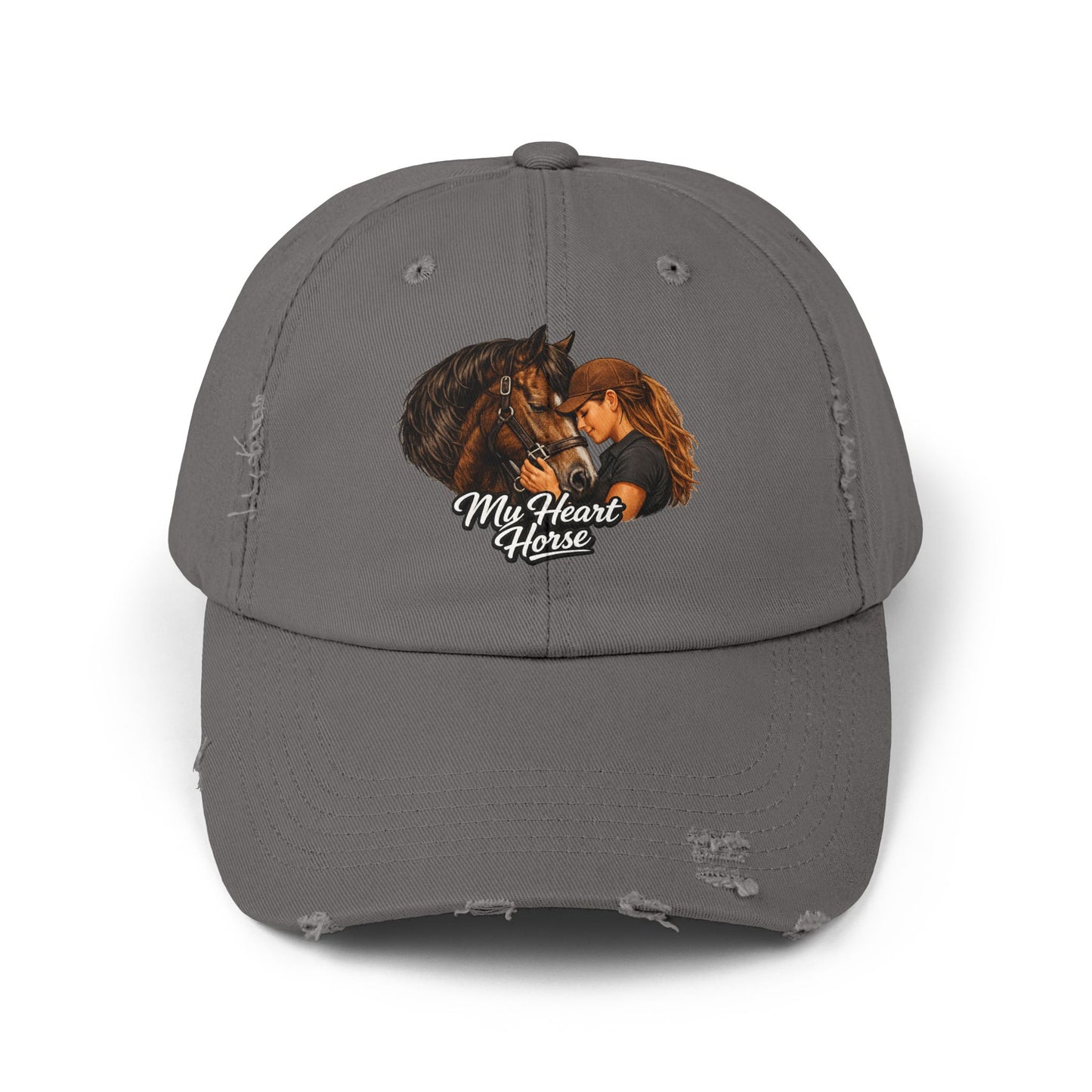 My Heart Horse Distressed Cap — Women's Equestrian Baseball Hat