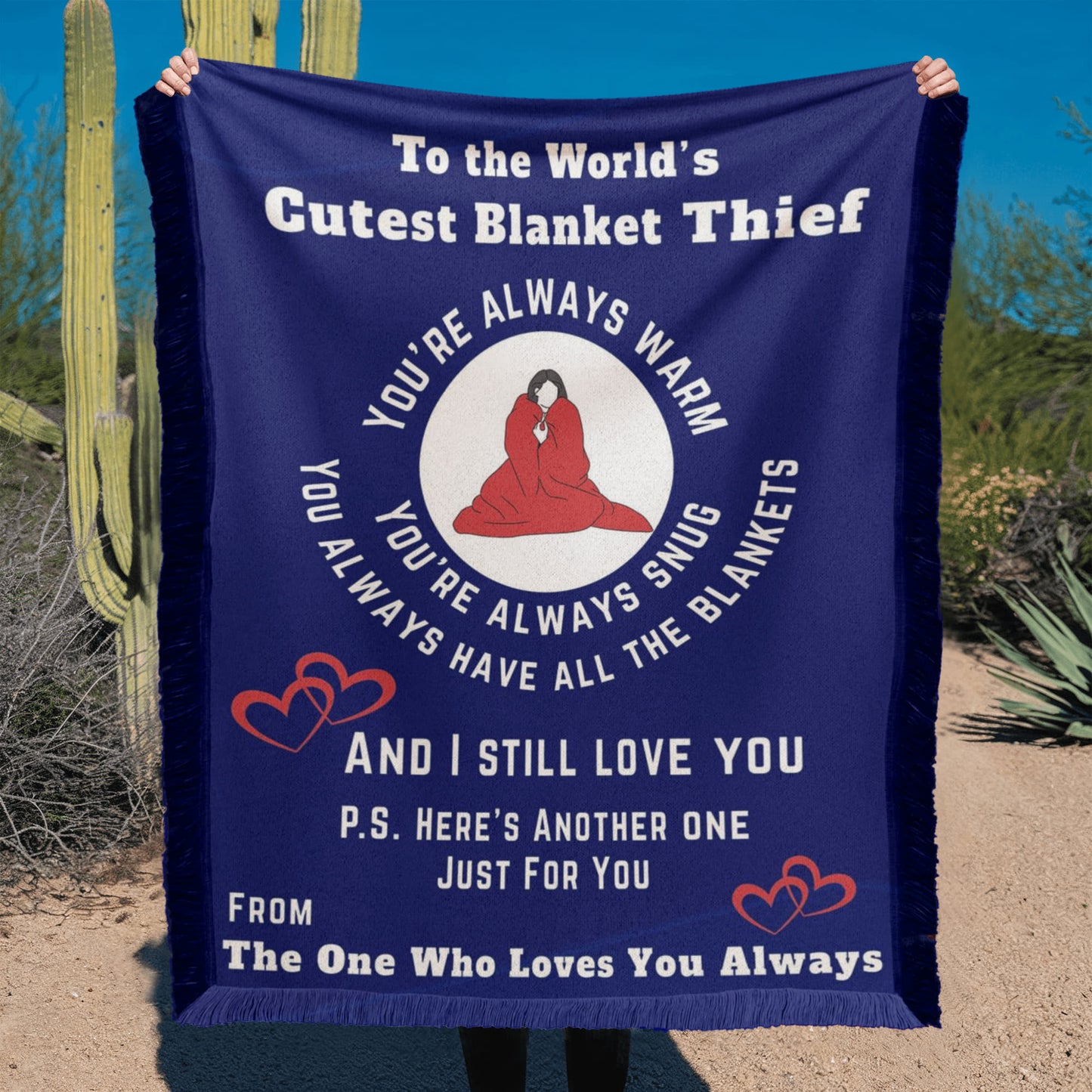 World’s Cutest Blanket Thief Cozy Woven Throw – Cute Couple Gift