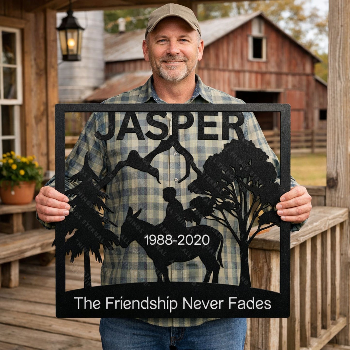 Personalized Donkey Memorial Metal Wall Sign – Custom Farm Animal Art
