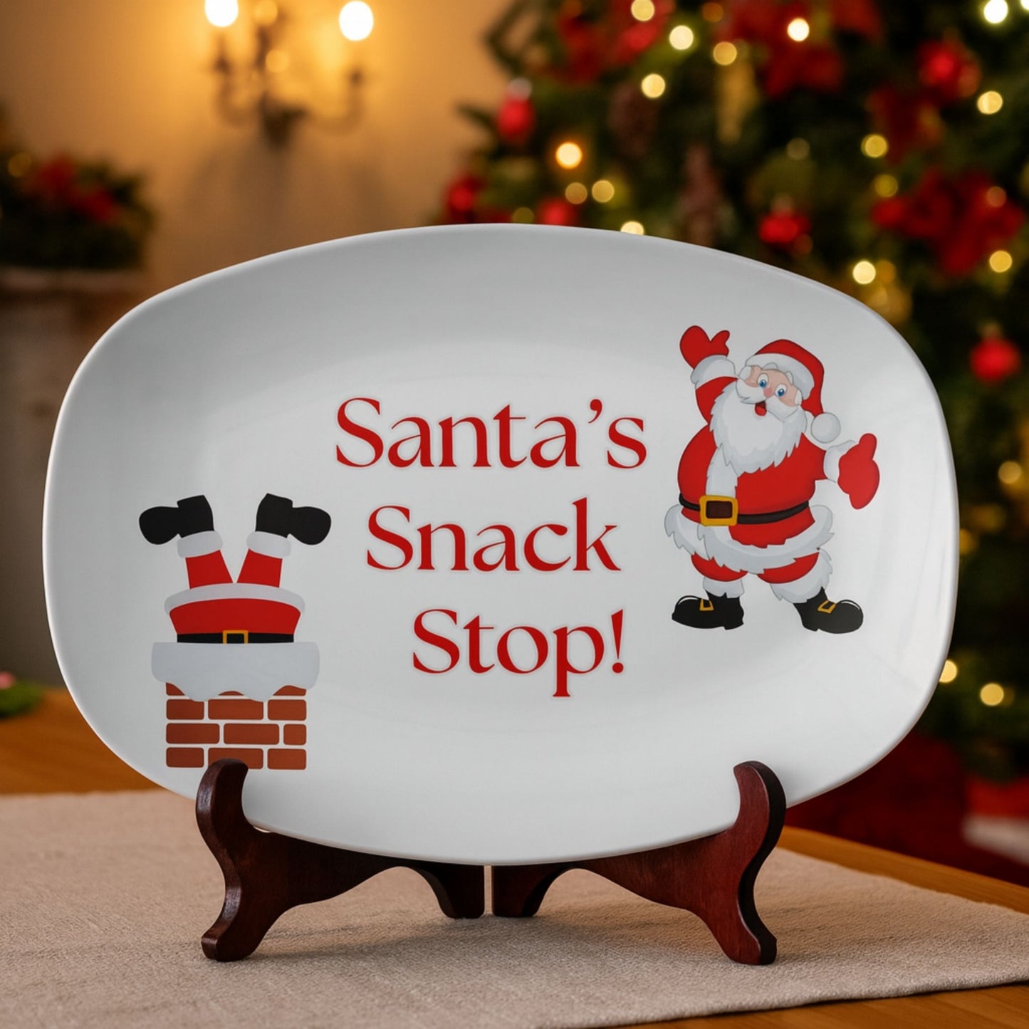 Christmas Serving Tray – Santa Snack Stop Festive Holiday Platter