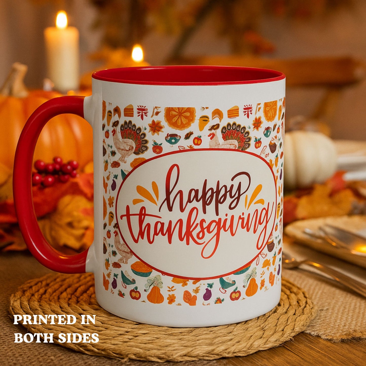 Happy Thanksgiving Mug | Festive Two-Tone Coffee Cup Gift