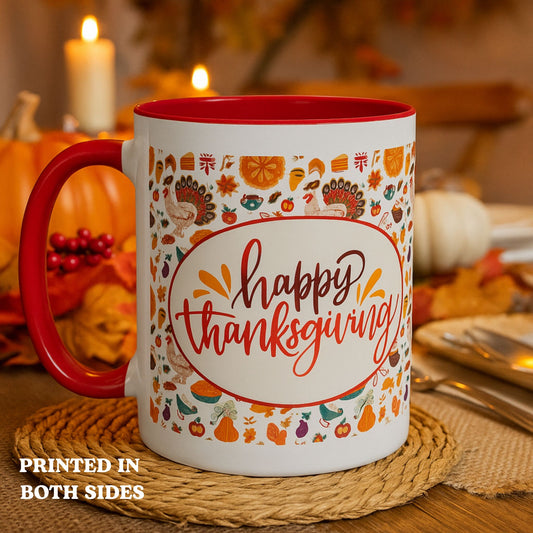 Happy Thanksgiving Mug | Festive Two-Tone Coffee Cup Gift