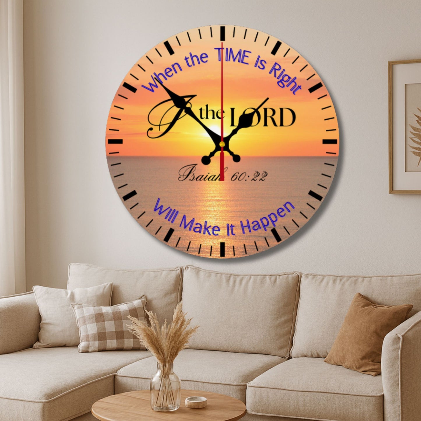Christian Wall Clock – Isaiah 60:22 Scripture Sunrise Faith Decor