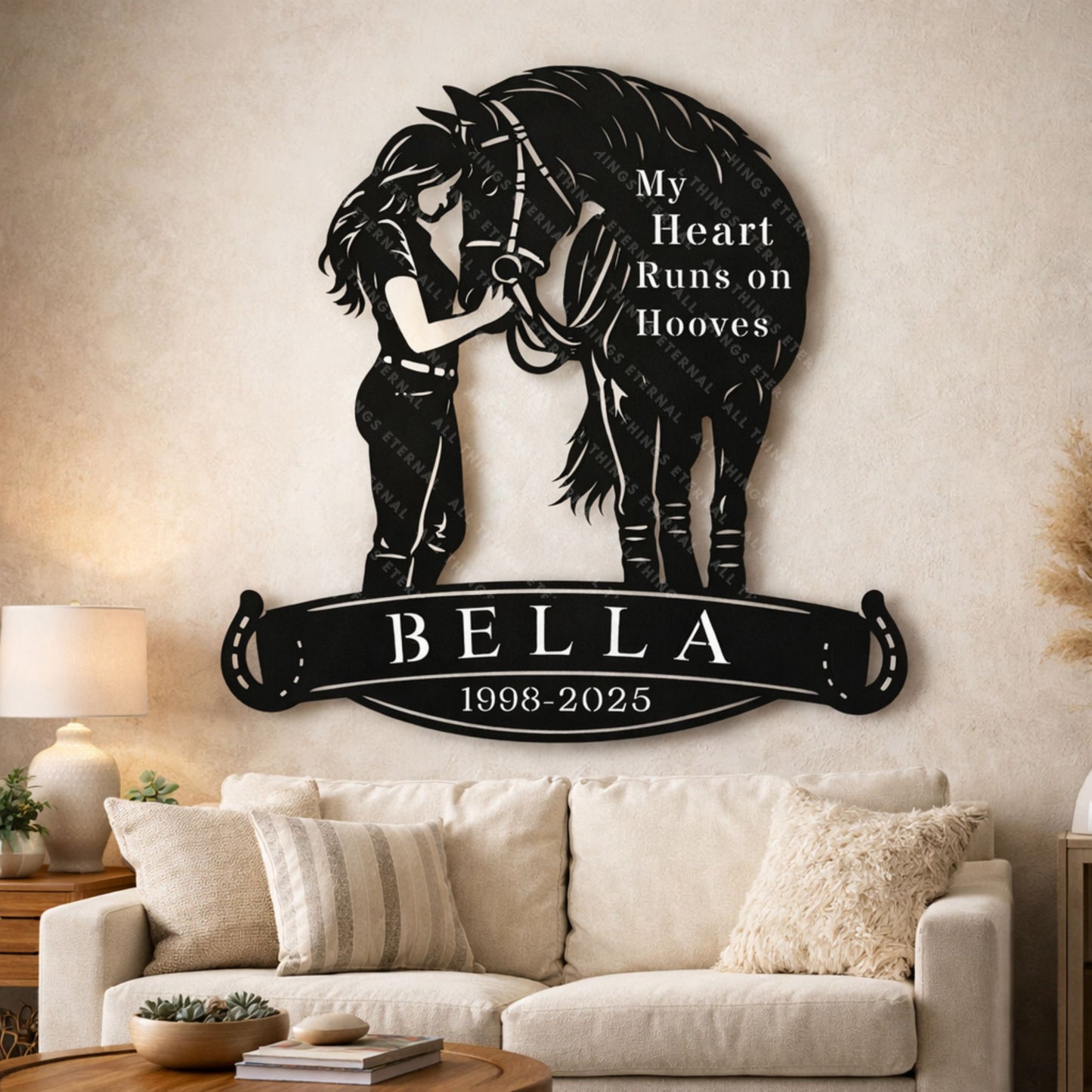 Personalized Horse Memorial Metal Sign – My Heart Runs on Hooves Gift For Horse Lovers