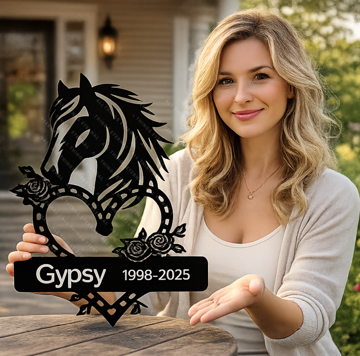Personalized Horse Memorial Metal Sign – Custom Equine Tribute with Name & Dates