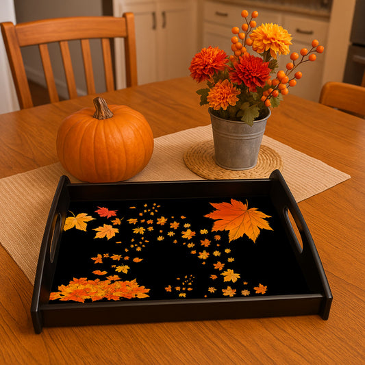 Espresso Black Serving Tray – Autumn Fall Decor, Holiday & Kitchen Gift