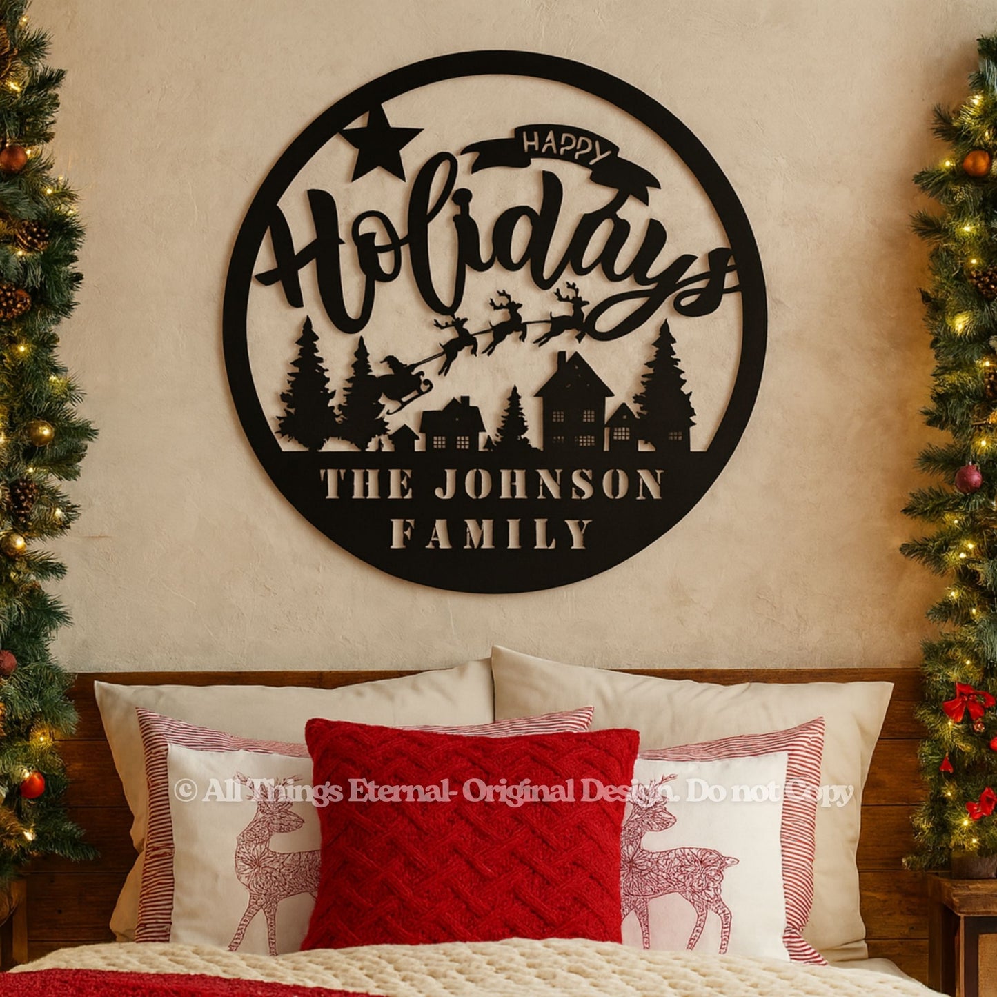 Custom Family Name Holiday Metal Sign – Personalized Christmas Wall Art Home  Decoration