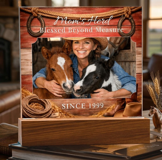 Mom's Herd Blessed Beyond Measure Photo Plaque – Personalized Horse Gift