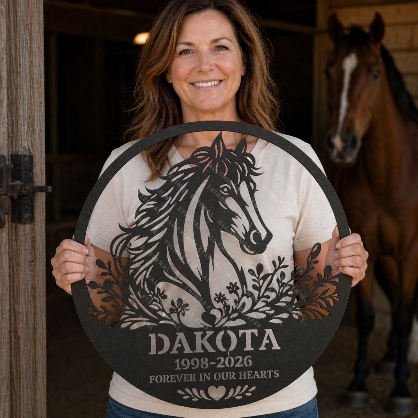 Personalized Horse Memorial Metal Sign | Custom Name Barn Decor Gift