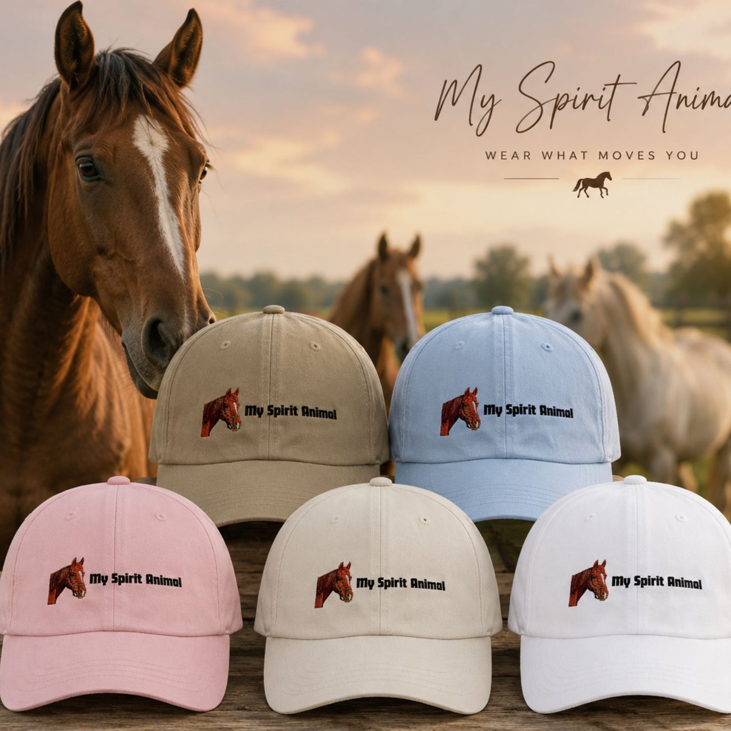 My Spirit Animal Horse Dad Cap — Embroidered Casual Baseball Hat