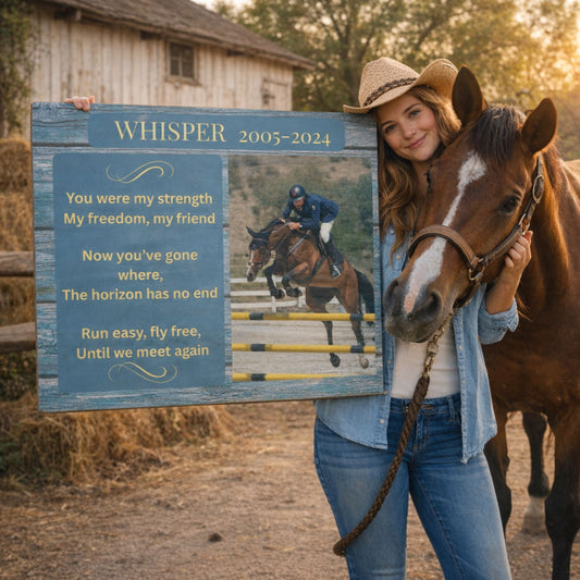 Custom Horse Memorial Canvas with Photo – Riding Companion Tribute Gifts