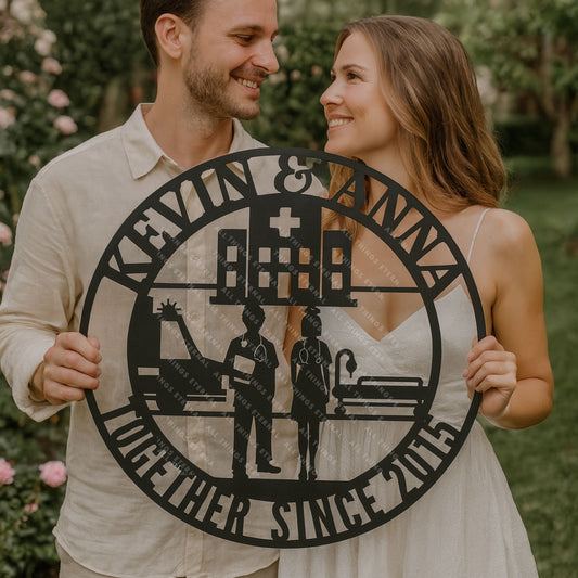 Personalized Doctor Couple Metal Sign – Custom Medical Gift