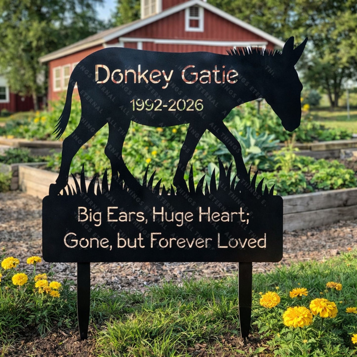 Personalized Donkey Memorial Metal Yard Sign – Custom Pet Loss Marker