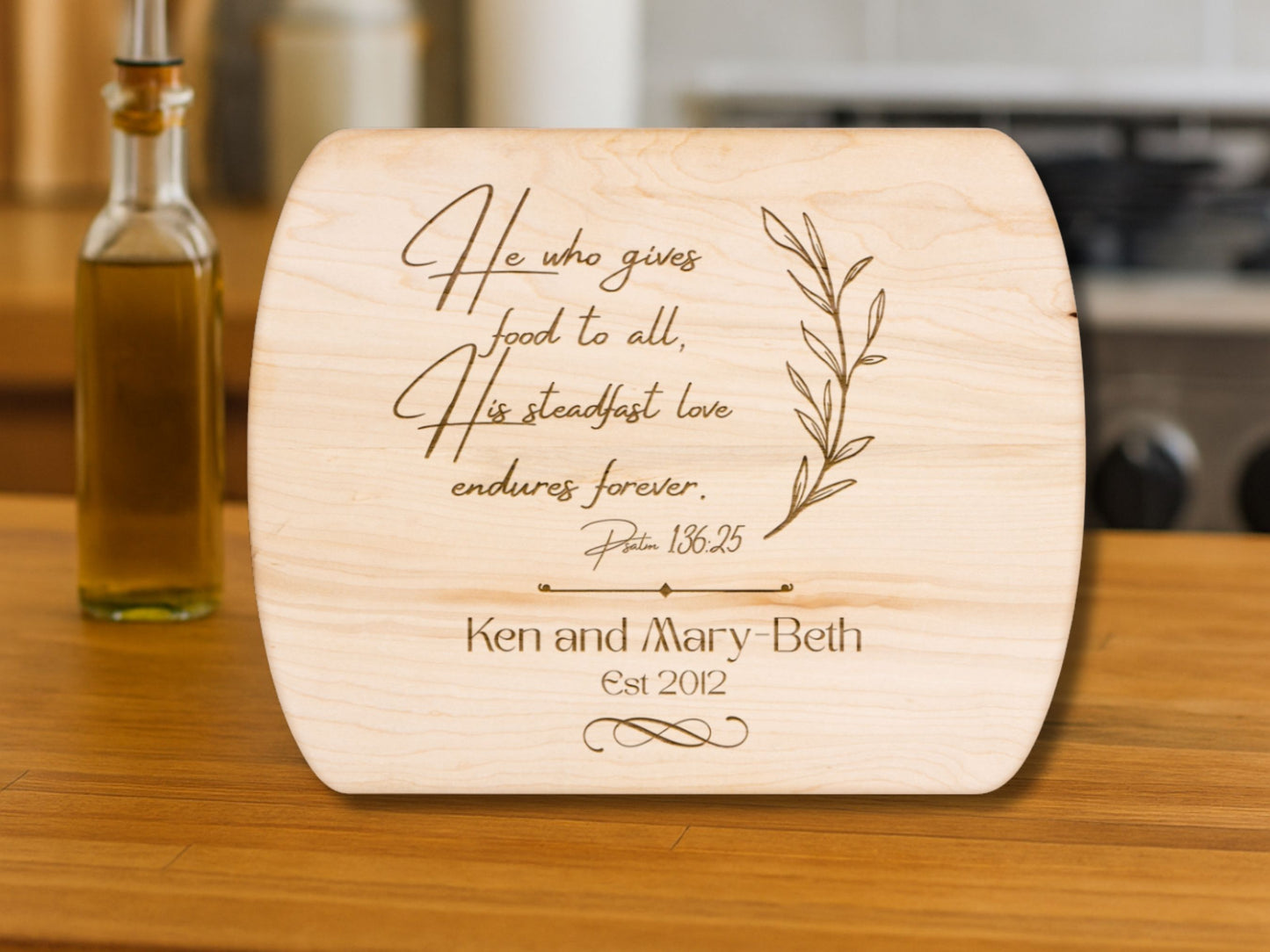 Personalized Christian Cutting Board- Custom Family Name  Faith-Based Kitchen Decor