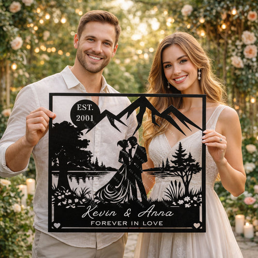 Personalized Couple Metal Wall Art – Custom Anniversary Name Sign