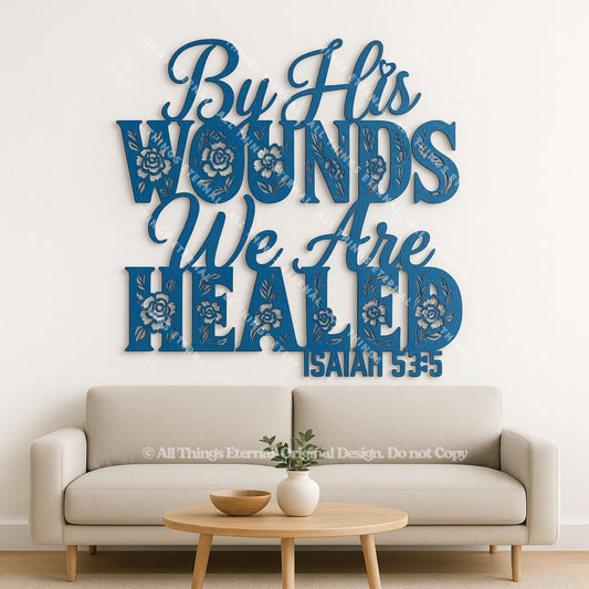 Isaiah 53:5 Metal Wall Art – Modern Christian Bible Verse Home Decor