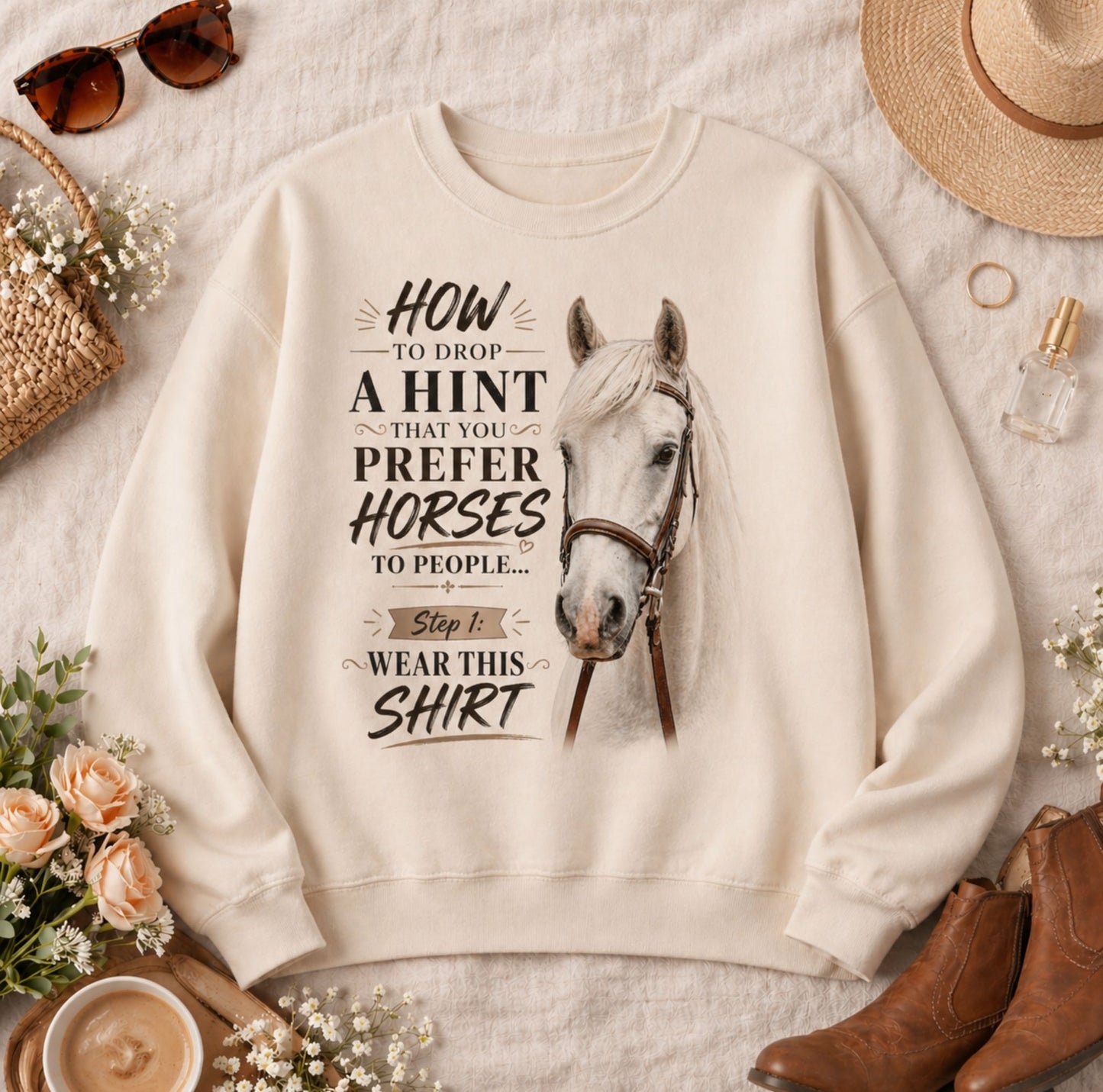 Prefer Horses Over People Funny Sweatshirt for Horse Lovers