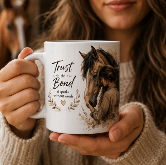 Trust the Bond Horse Mug – Equestrian Coffee Cup for Horse Lovers Mom