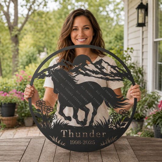 Personalized Horse Memorial Metal Sign – Custom Engraved Tribute Gift