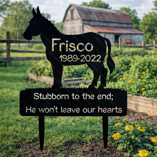 Custom Donkey Memorial Sign – Personalized Pet Loss Yard Decor