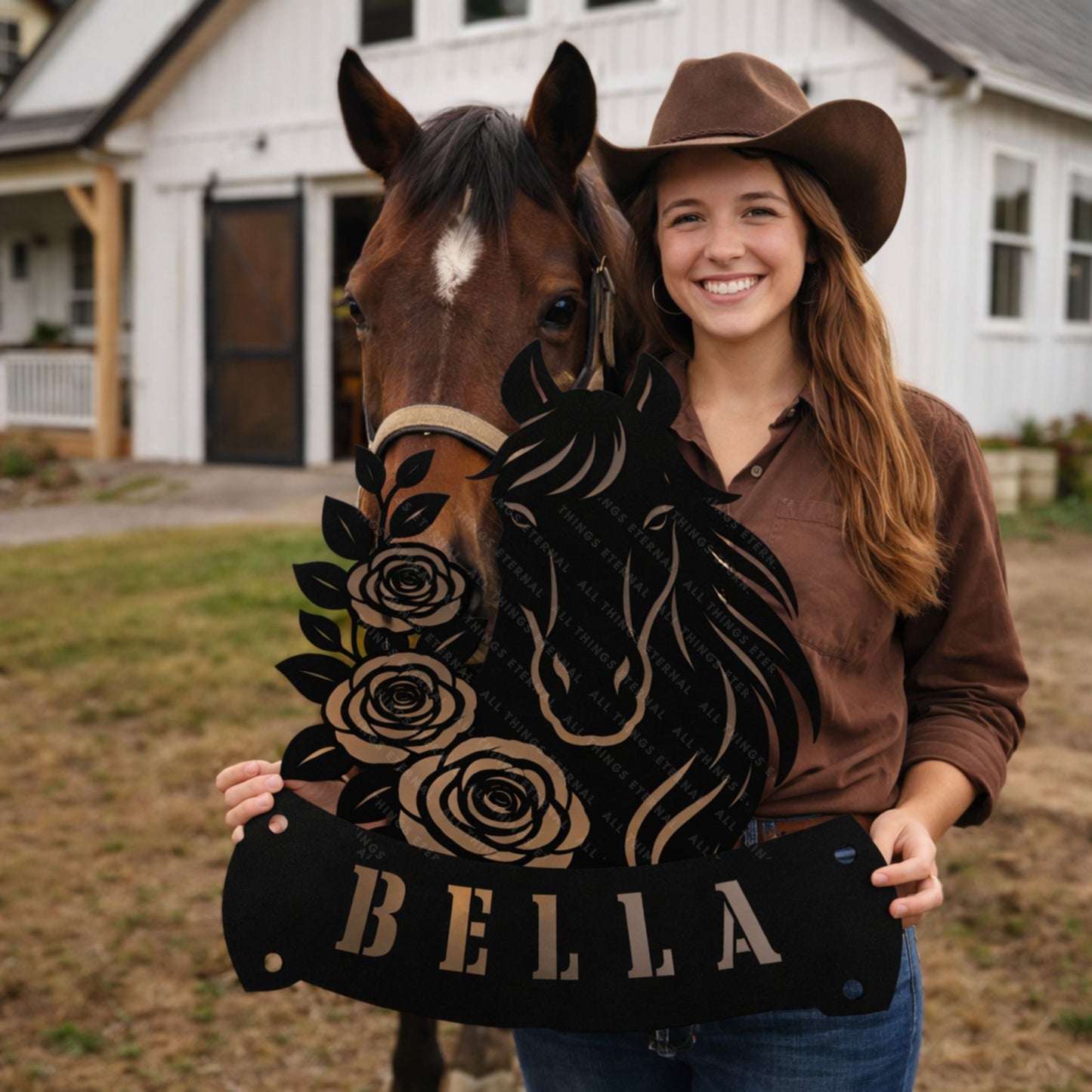 Personalized Horse Stall Name Sign – Custom Mare Metal Barn Door Decor