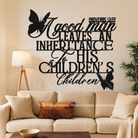 Proverbs 13:22 Metal Wall Art – Inspirational Christian Home Decor