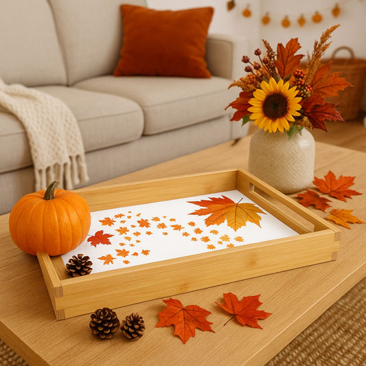 Autumn-Themed Serving Tray – Fall Decor, Thanksgiving Platter, Holiday Gift
