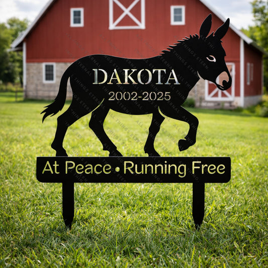Personalized Donkey Memorial Metal Garden Yard Sign Decor