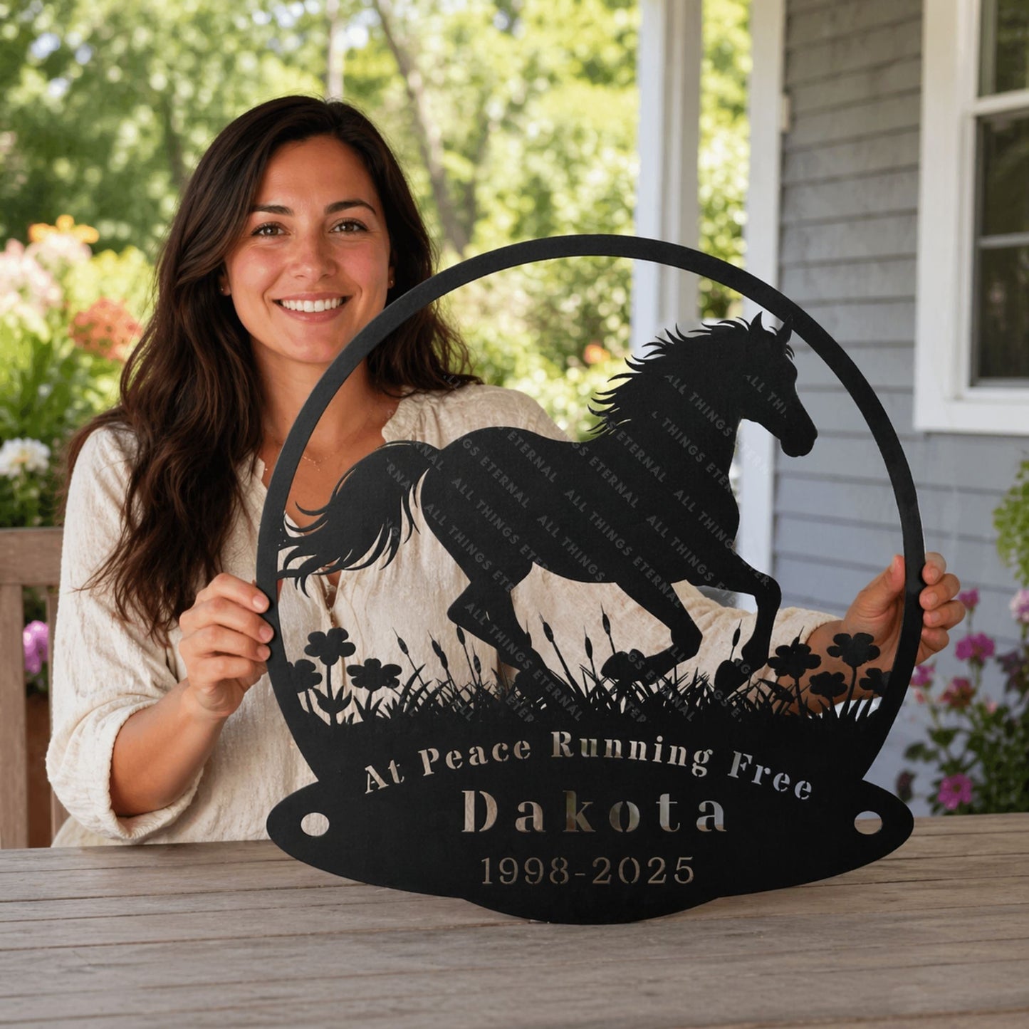 Custom Horse Memorial Metal Sign – Personalized Tribute with Name & Dates