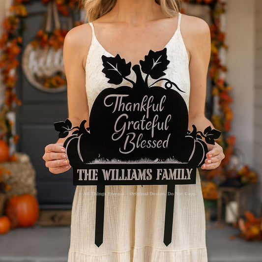 Custom  Name Thanksgiving Pumpkin Garden Sign