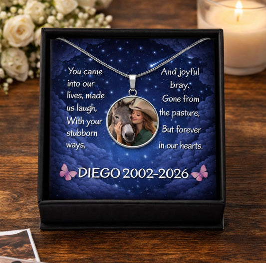 Personalized Donkey Photo Necklace – Donkey Memorial Gift