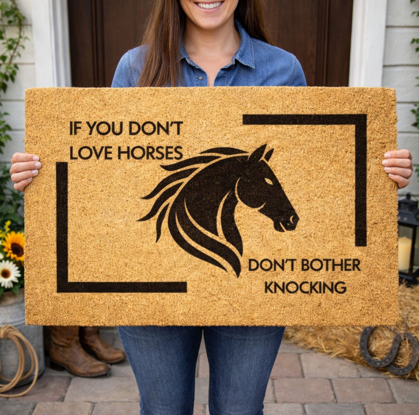 Funny Horse Welcome Doormat - If You Don’t Love Horses Don’t Knock Horse Lover  Mat