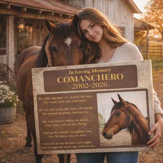 Custom Horse Memorial Canvas with Photo – Tribute Gifts Horse Lovers