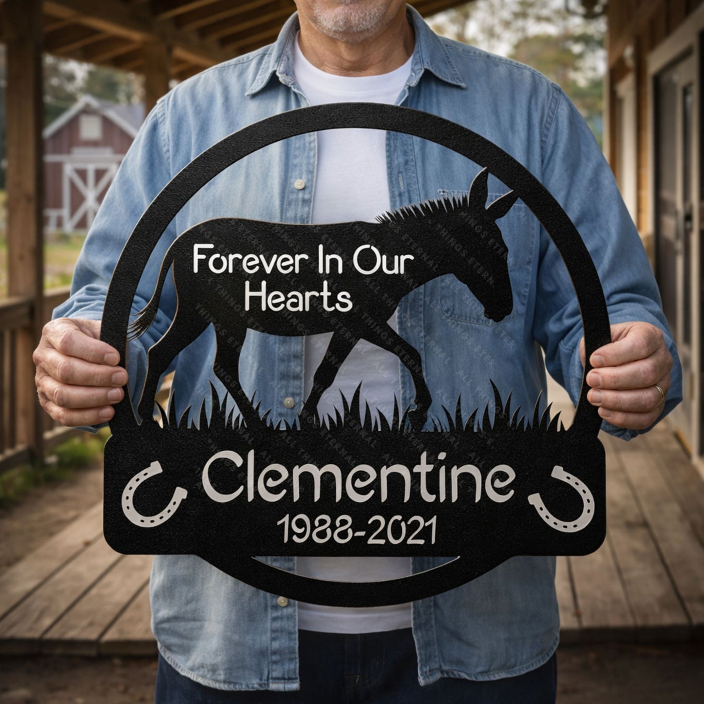 Custom Donkey Memorial Metal Wall Sign – Personalized Farm Decor