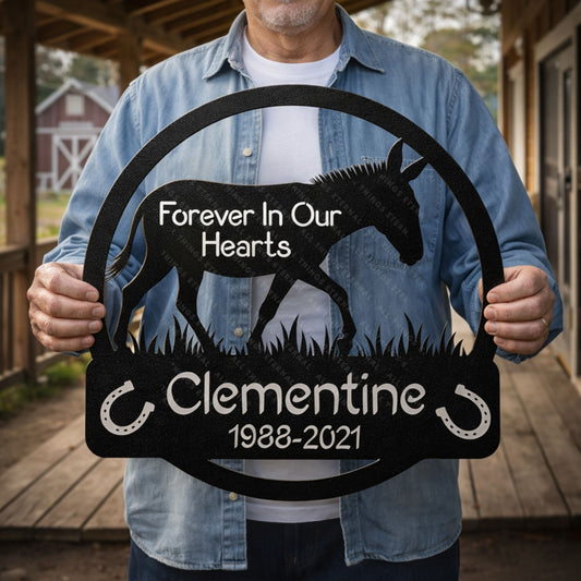 Custom Donkey Memorial Metal Wall Sign – Personalized Farm Decor