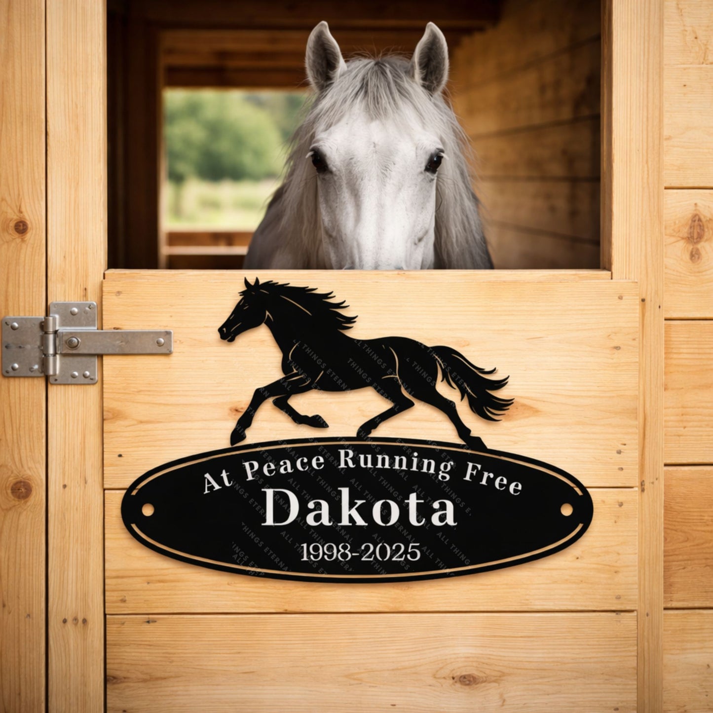 Custom Horse Memorial Metal Sign – Personalized Equine Tribute with Name & Dates