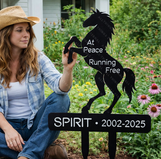 Personalized Horse Memorial Garden Stake – Custom Metal Yard Sign