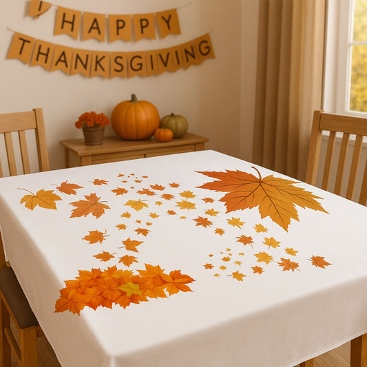Autumn Fall Leaves Tablecloth | Thanksgiving & Family Dinner Decor