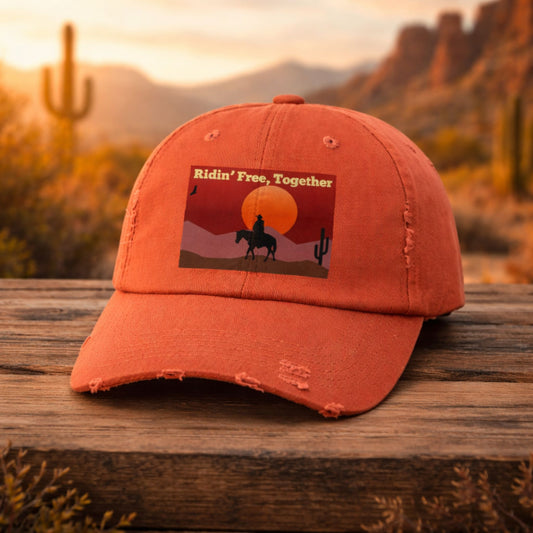 Ridin' Free Together Distressed Vintage Horse Cap