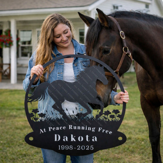 Custom Horse Memorial Metal Sign – Personalized Tribute with Name & Dates