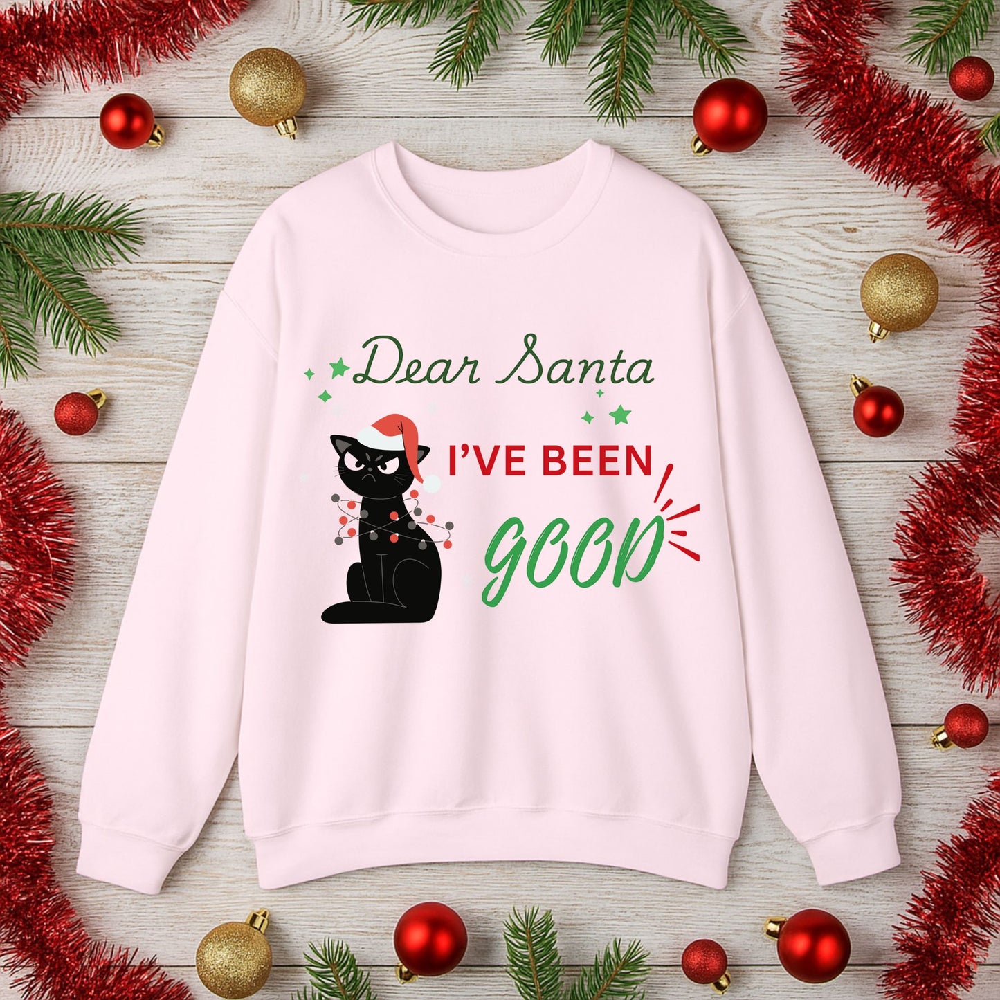 Funny Cat Christmas Sweatshirt – “I’ve Been Good” Holiday Crewneck