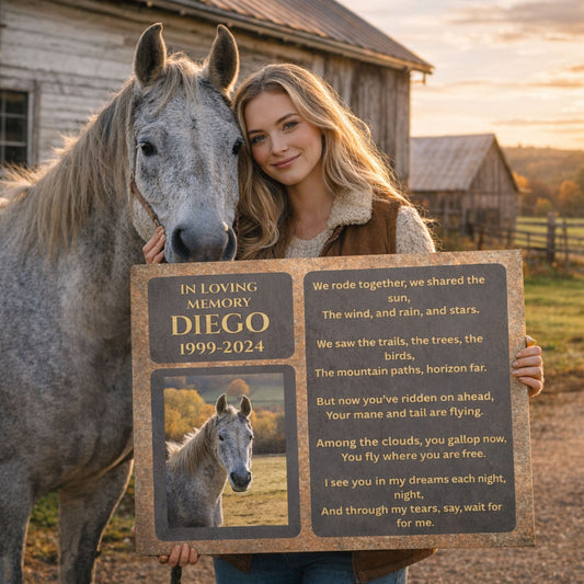 Personalized Horse Memorial Canvas Wall Art – Custom Photo & Name Tribute