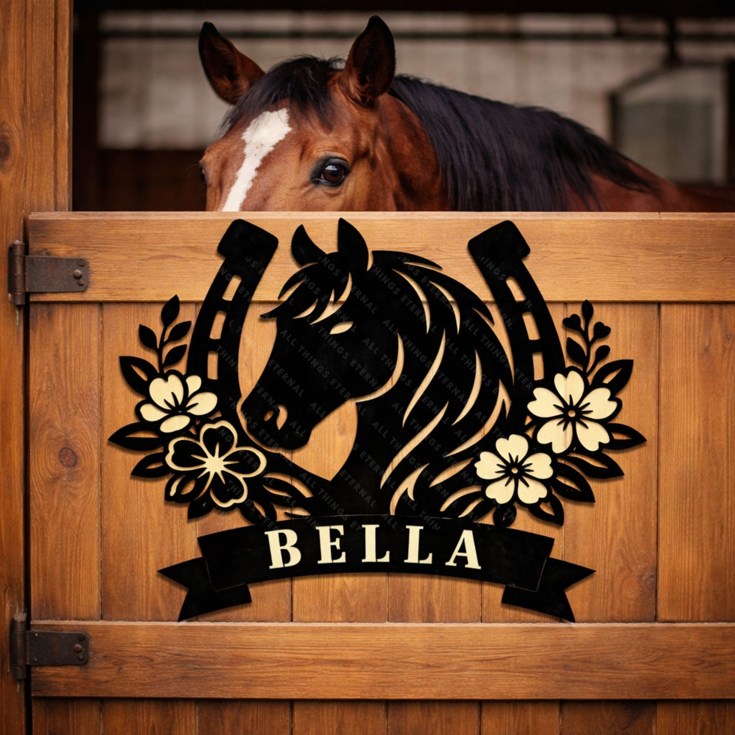 Personalized Horse Stall Name Sign – Custom Metal Horse Name Plaque – Equestrian Barn Decor – Horse Lover Gift