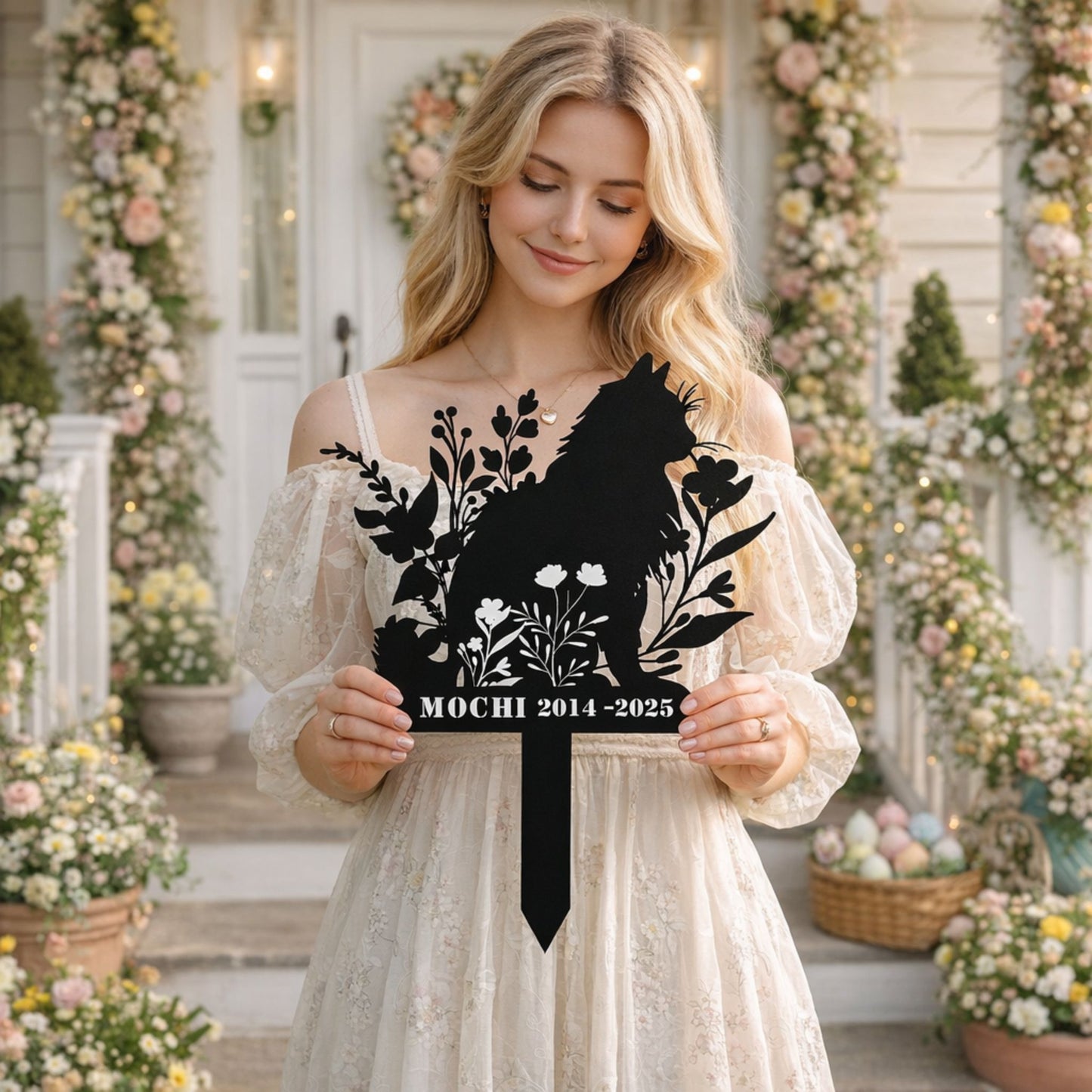 Custom Cat Memorial Stake – Personalized Metal Pet Grave Marker