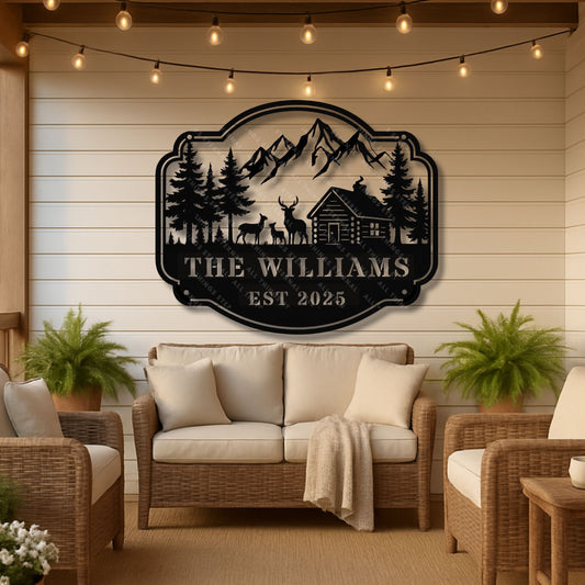 Custom Deer Family Metal Sign – Personalized Rustic Farmhouse Art