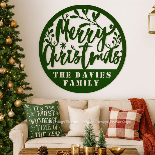 Personalized Christmas Metal Sign | Custom Family Wall Decor