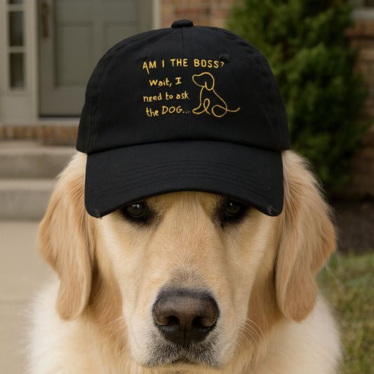 Funny Dog Owner Distressed Baseball Cap - Embroidered Hat  For Dog Lovers