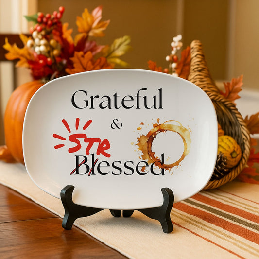 Grateful & Blessed 14x14 Serving Platter – Thanksgiving Gift