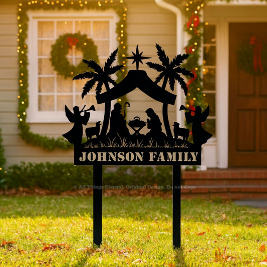 Personalized Nativity Metal Yard Sign | Custom Christmas Decor